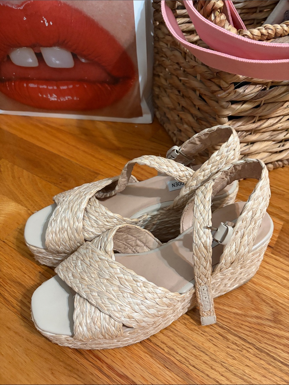 Steve Madden Braided Wedge Sandals in Natural